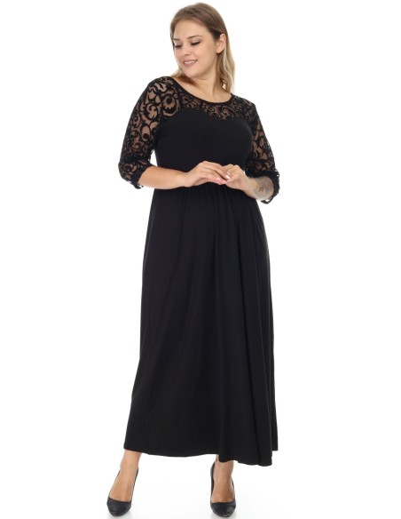 Gara melna kleita ar greznām piedurknēm