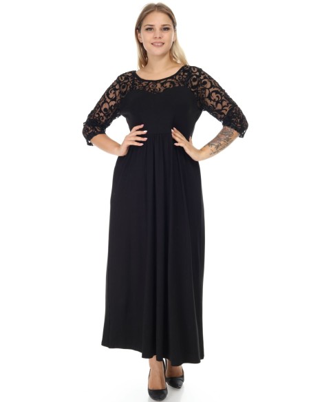 Gara melna kleita ar greznām piedurknēm