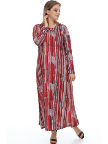 Raštuota maxi suknelė ilgomis rankovėmis 2