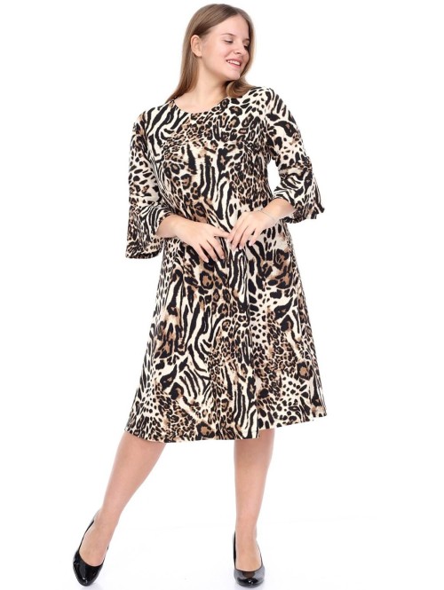 Платье с узорами из меха животных Платье с узорами из меха животных