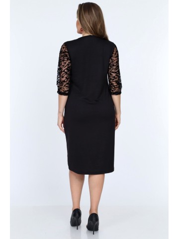 Juoda suknelė su nėrinių rankovėmis 2