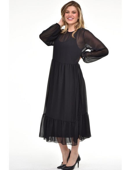 Elegantne must kleit kahes kihis