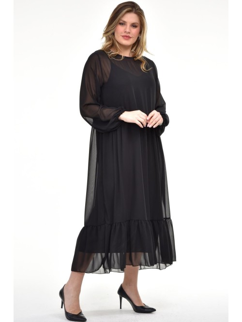 Eleganta melna kleita divās kārtās Eleganta melna kleita divās kārtās