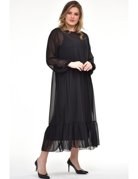 Eleganta melna kleita divās kārtās