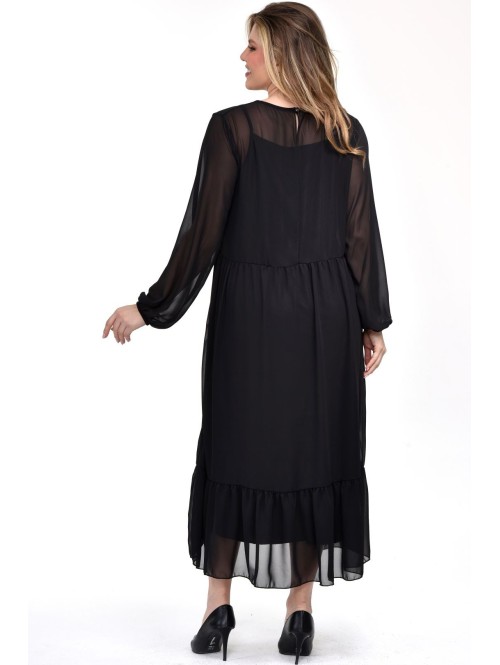 Eleganta melna kleita divās kārtās Eleganta melna kleita divās kārtās