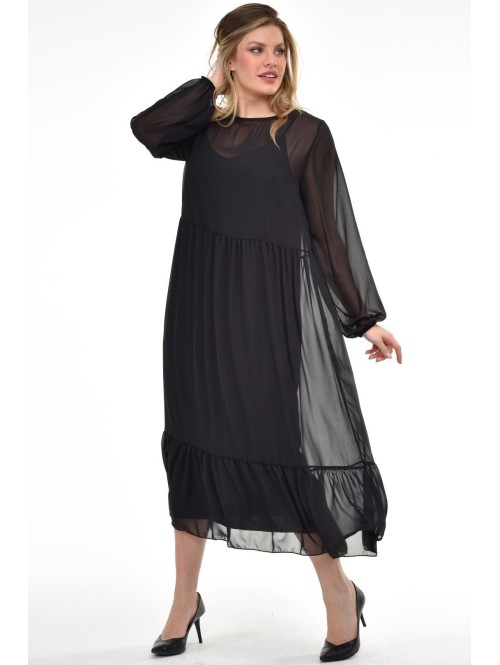 Eleganta melna kleita divās kārtās Eleganta melna kleita divās kārtās