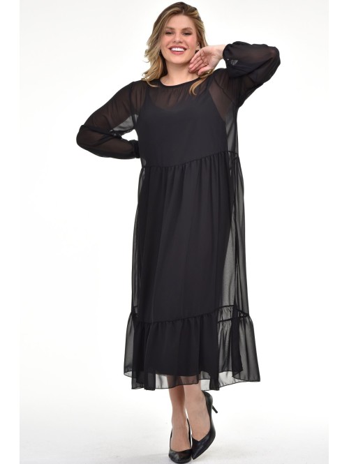 Элегантное черное платье в два слоя. Элегантное черное платье в два слоя.