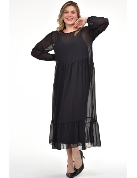 Eleganta melna kleita divās kārtās