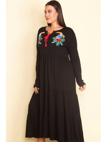 Juoda viskozės suknelė ilgomis rankovėmis 2