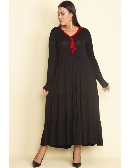 Длинное платье-колокольчик с рюшами