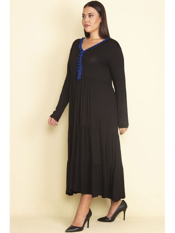 Черное платье макси с длинными рукавами 2