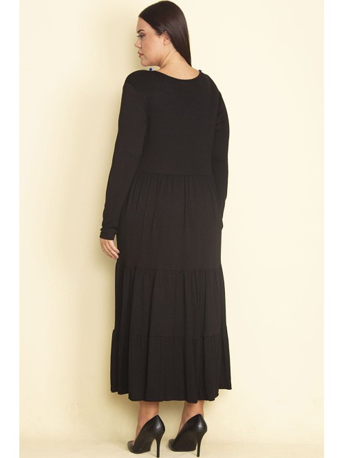 Melna maxi kleita ar garām piedurknēm