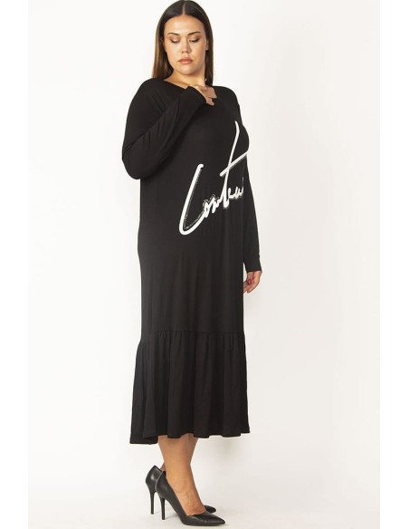 Must pikk volangidega kleit