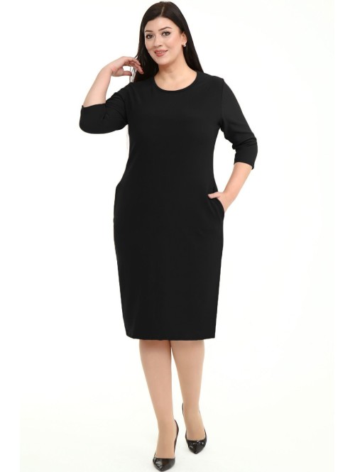 Melna klasiska kleita apaļīgam Melna klasiska kleita apaļīgam