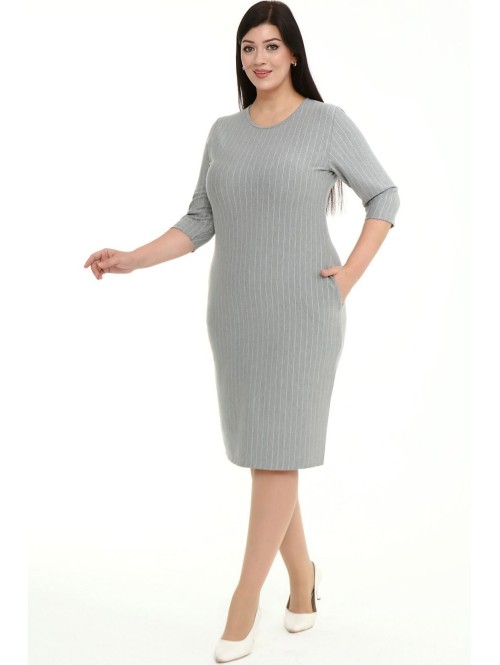 Светло-серое полосатое платье