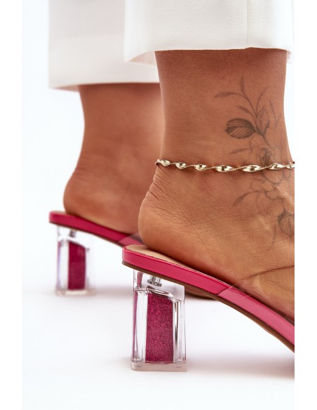 Transparent Slingback Sandals with Decoration Fuchsia SBarski MR1037-20