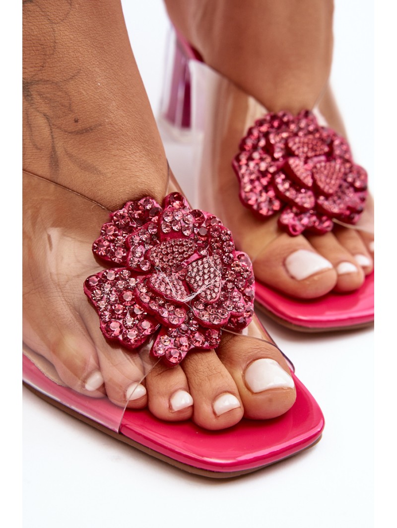Transparent Slingback Sandals with Decoration Fuchsia SBarski MR1037-20