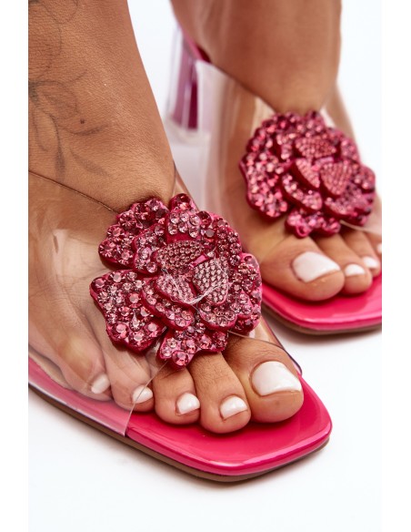 Transparent Slingback Sandals with Decoration Fuchsia SBarski MR1037-20