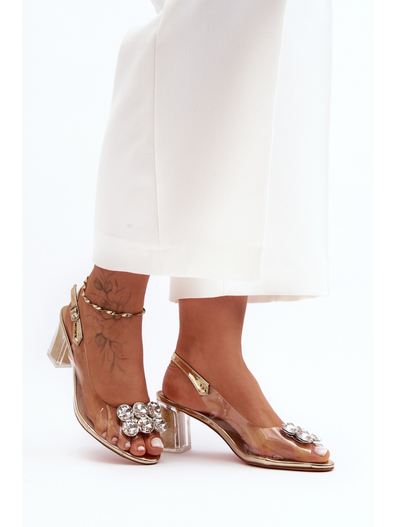 Transparent Heels With Heel Gold SBarski MR1037-43 Transparent Heels With Heel Gold SBarski MR1037-43