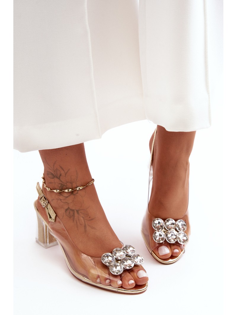 Transparent Heels With Heel Gold SBarski MR1037-43 Transparent Heels With Heel Gold SBarski MR1037-43