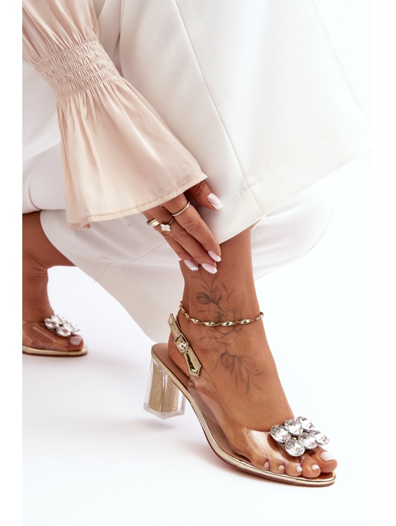 Transparent Heels With Heel Gold SBarski MR1037-43 Transparent Heels With Heel Gold SBarski MR1037-43
