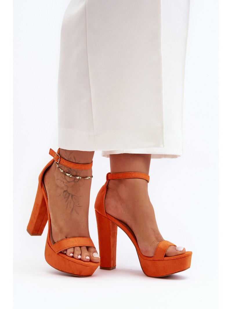 Comfortable suede sandals with high heel orange Essence Comfortable suede sandals with high heel orange Essence