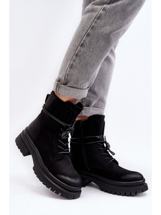 Women's Chunky Sole Ankle Boots Black Narelona 2