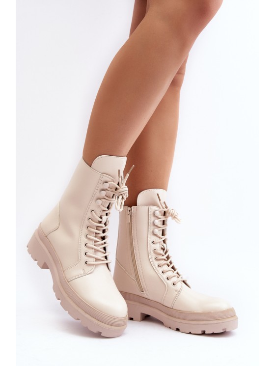 Women's Workery Boots Eco Leather Light Beige Irande 2