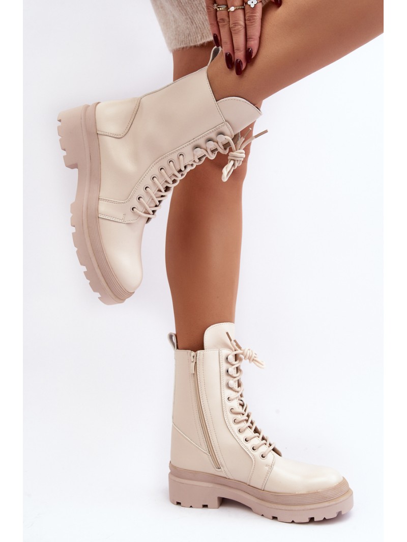 Women's Workery Boots Eco Leather Light Beige Irande