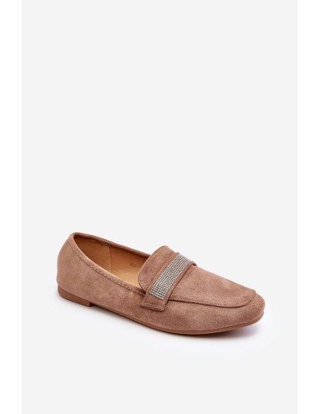 Moteriški mokasinai su cirkoniais Šviesiai ruda Ralrika