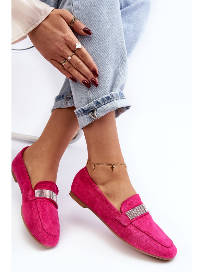 Women's Moccasins with Zircons Fuchsia Ralrika