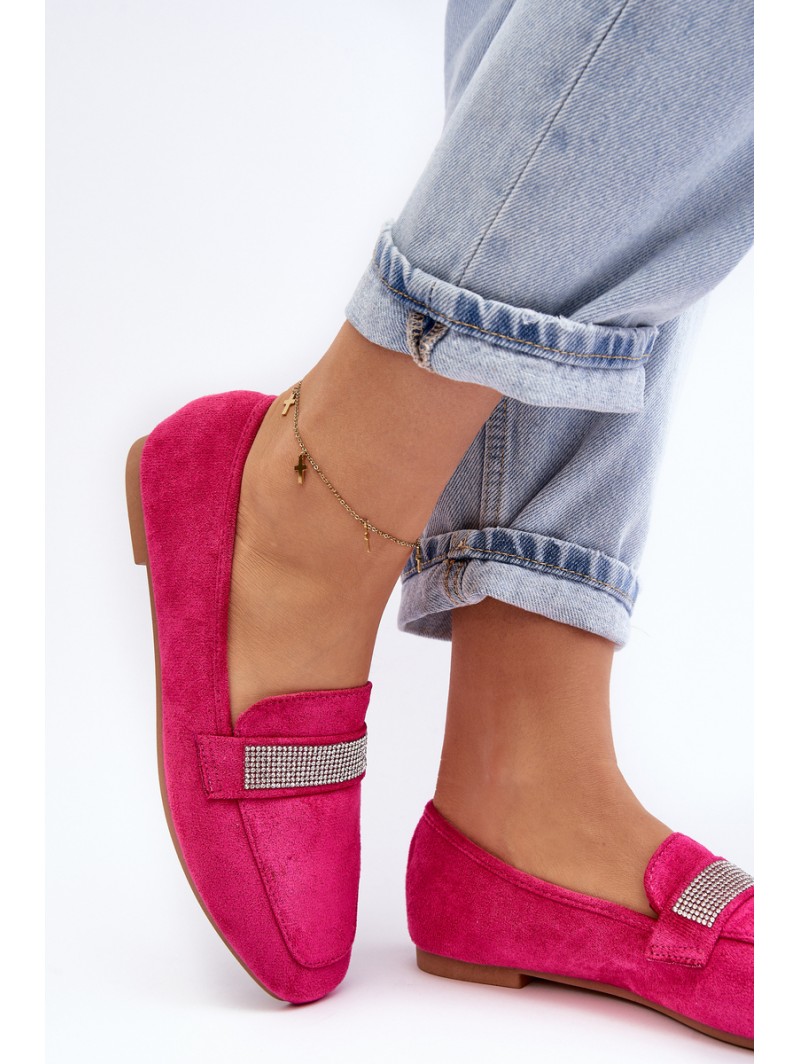 Women's Moccasins with Zircons Fuchsia Ralrika