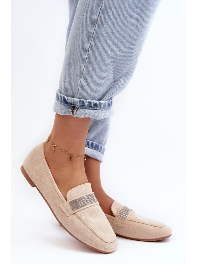 Women's Moccasins with Zircons Beige Ralrika Women's Moccasins with Zircons Beige Ralrika