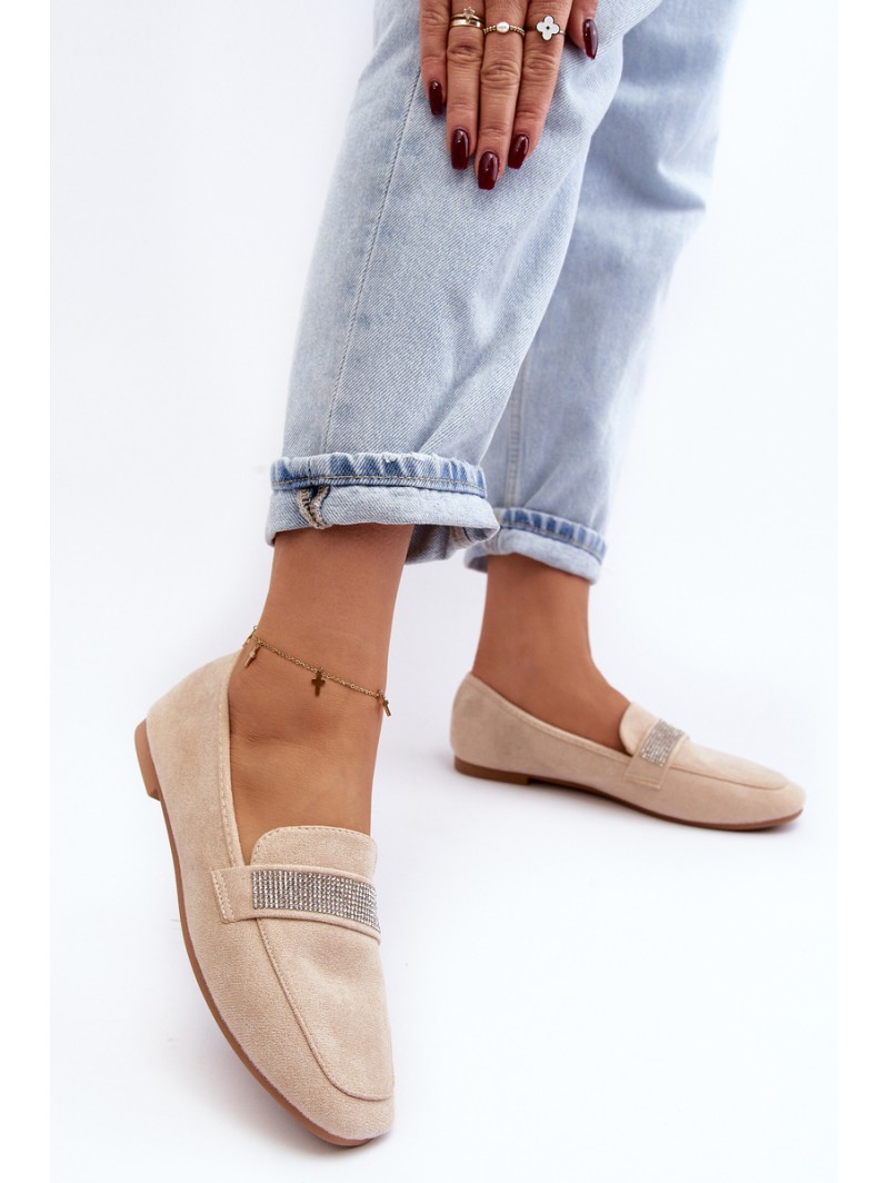 Women's Moccasins with Zircons Beige Ralrika Women's Moccasins with Zircons Beige Ralrika