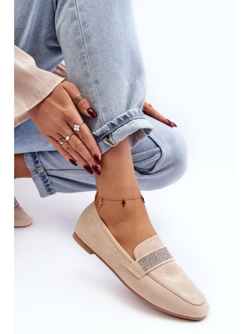 Women's Moccasins with Zircons Beige Ralrika Women's Moccasins with Zircons Beige Ralrika