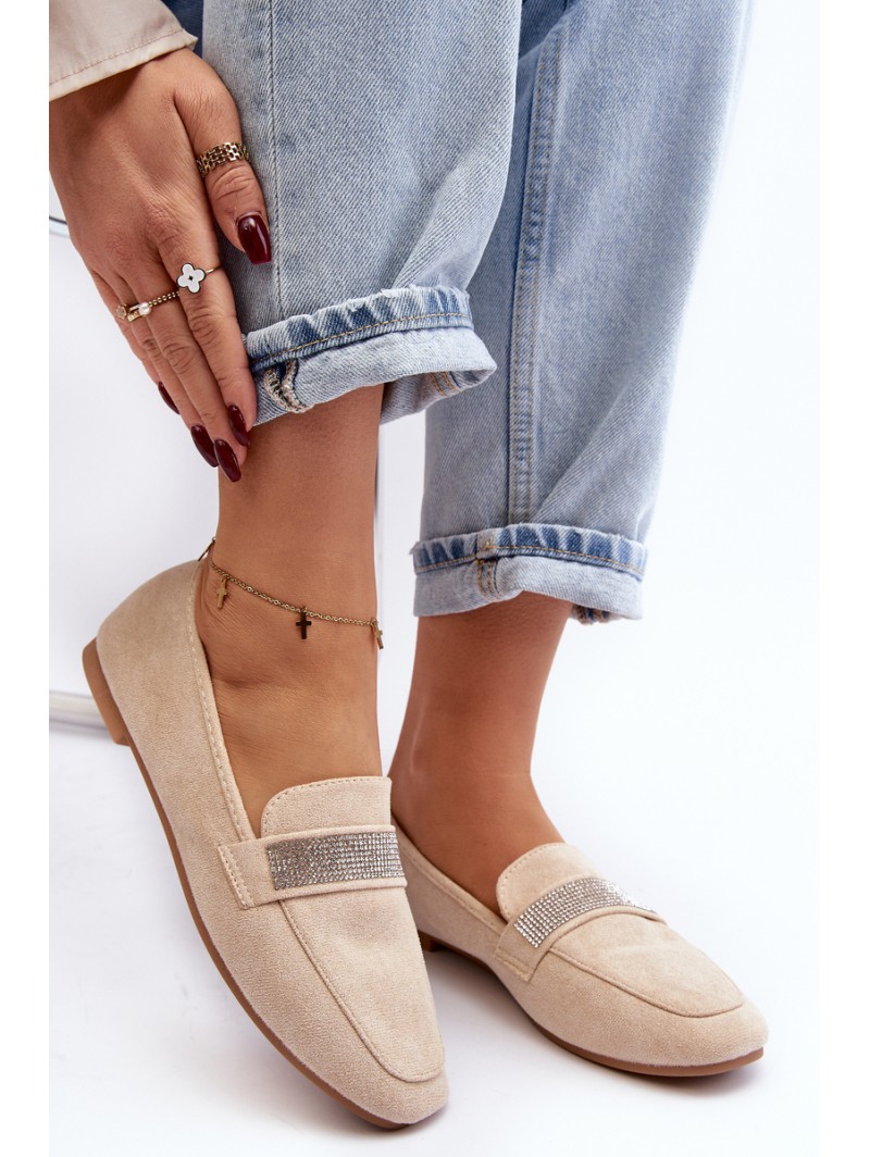 Women's Moccasins with Zircons Beige Ralrika Women's Moccasins with Zircons Beige Ralrika