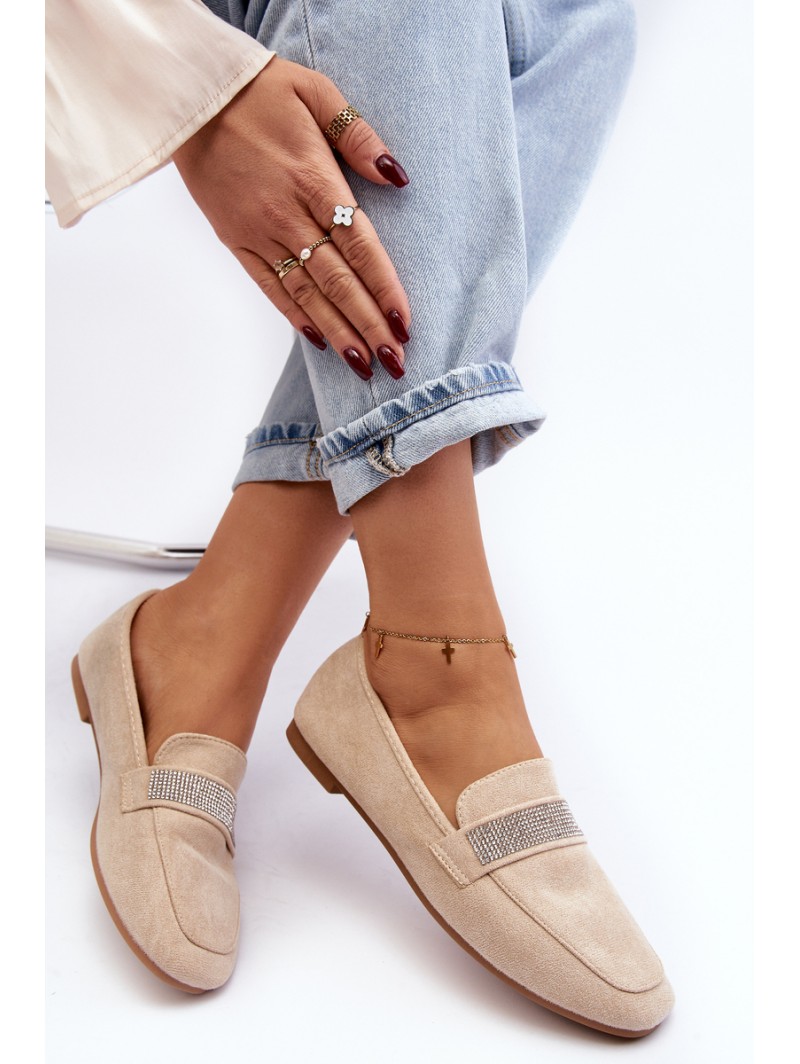 Women's Moccasins with Zircons Beige Ralrika Women's Moccasins with Zircons Beige Ralrika