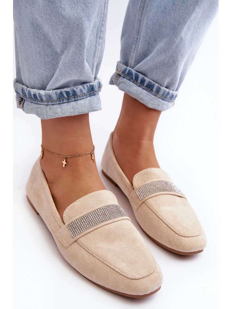 Women's Moccasins with Zircons Beige Ralrika Women's Moccasins with Zircons Beige Ralrika