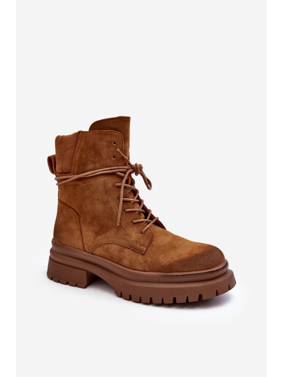 Women's Ankle Boots Trappers with Thick Sole Camel Narelona