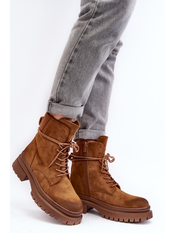 Women's Ankle Boots Trappers with Thick Sole Camel Narelona 2
