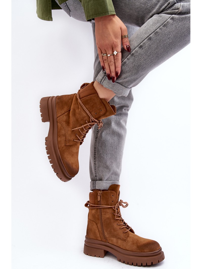 Women's Ankle Boots Trappers with Thick Sole Camel Narelona Women's Ankle Boots Trappers with Thick Sole Camel Narelona