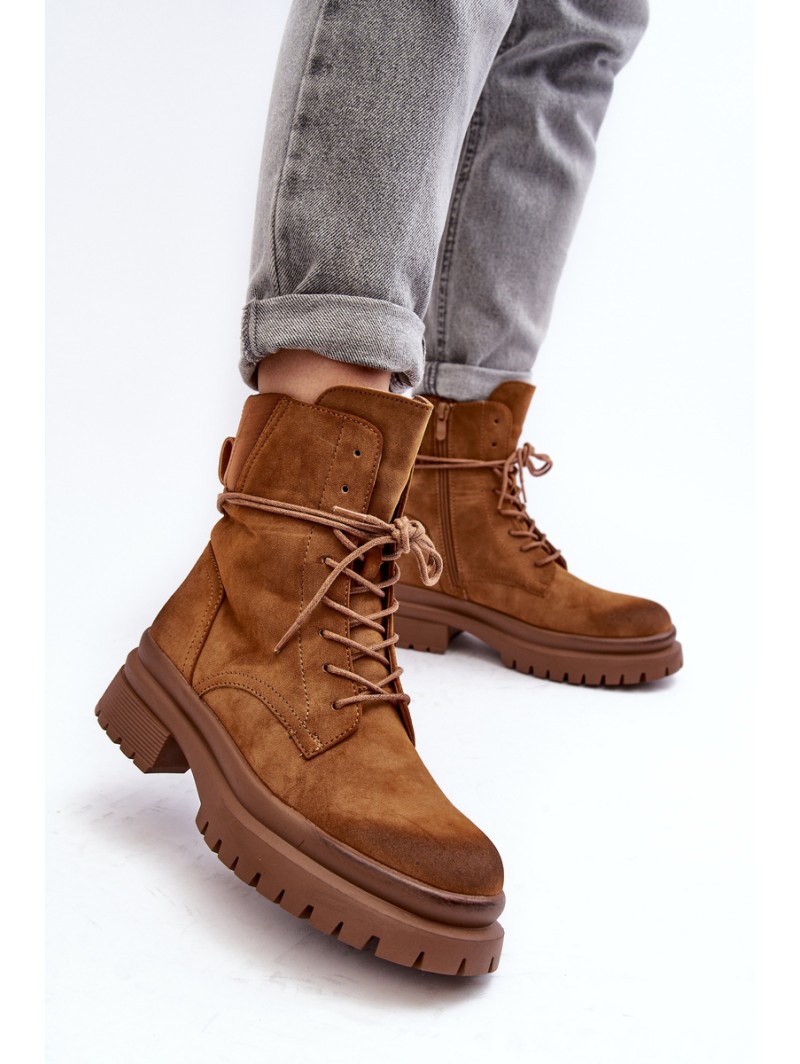 Women's Ankle Boots Trappers with Thick Sole Camel Narelona Women's Ankle Boots Trappers with Thick Sole Camel Narelona
