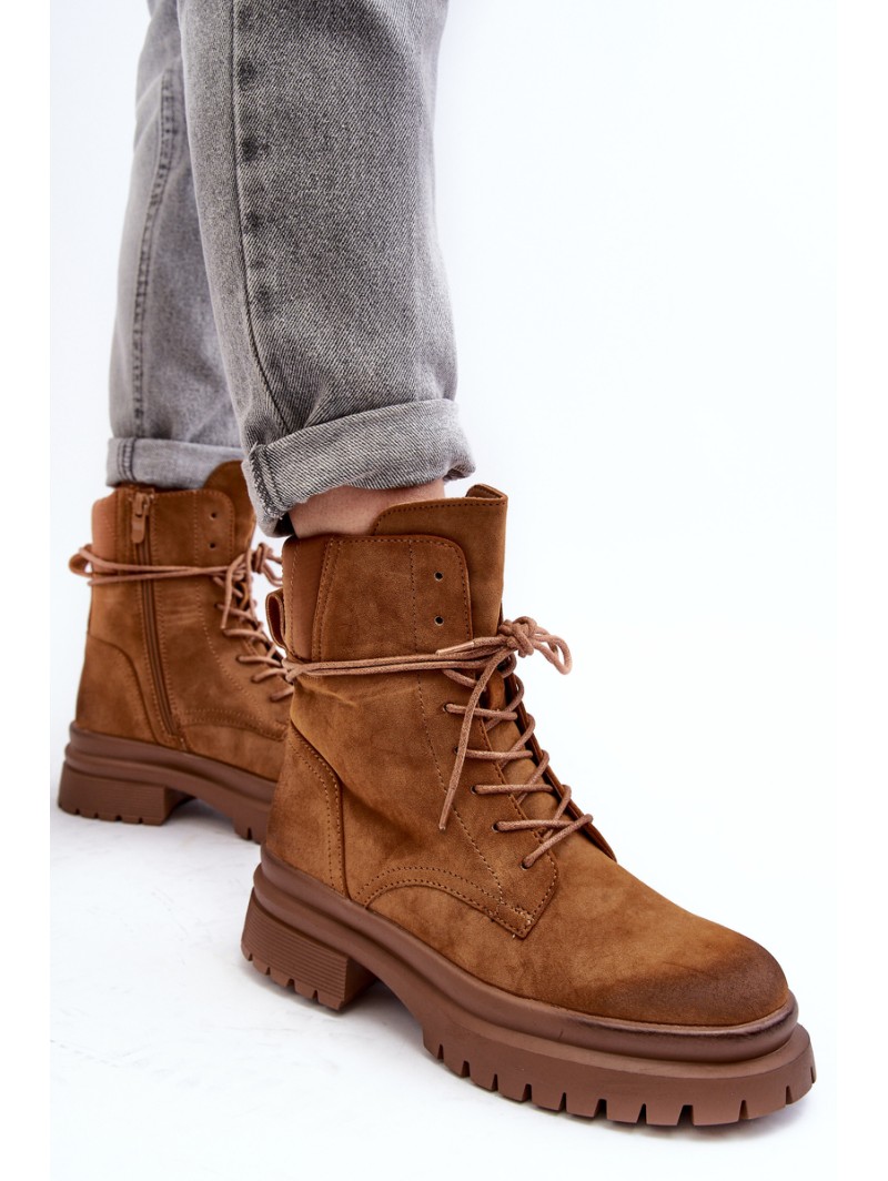 Women's Ankle Boots Trappers with Thick Sole Camel Narelona Women's Ankle Boots Trappers with Thick Sole Camel Narelona