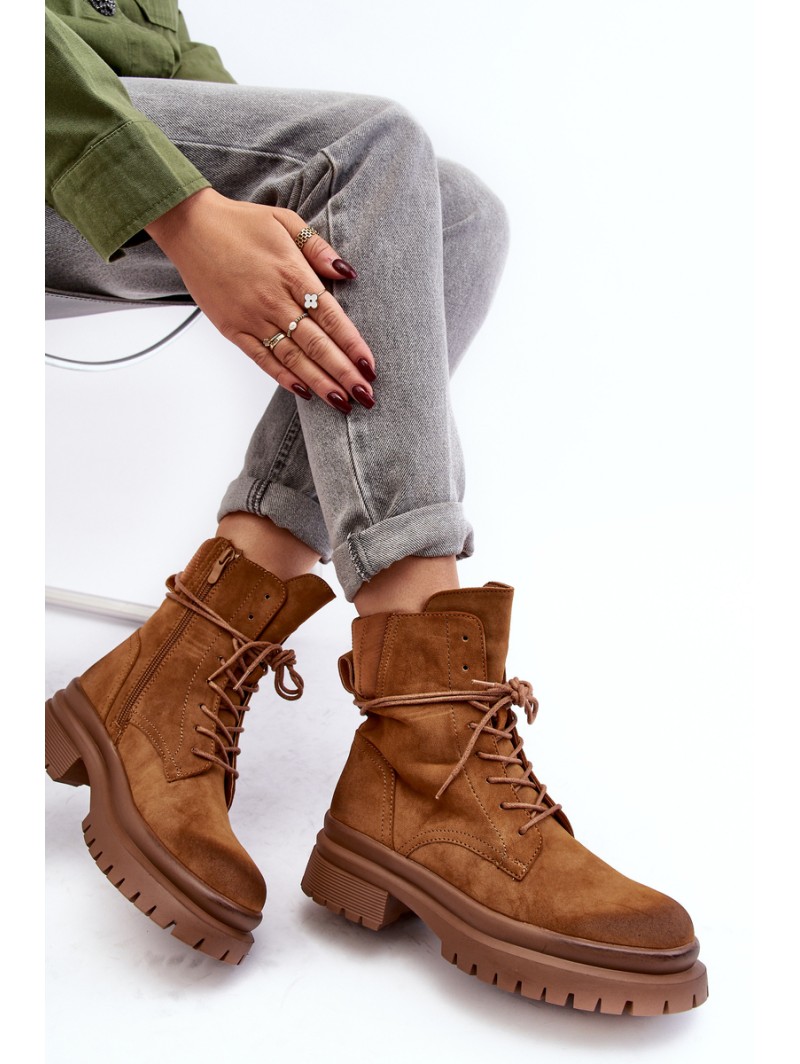 Women's Ankle Boots Trappers with Thick Sole Camel Narelona Women's Ankle Boots Trappers with Thick Sole Camel Narelona