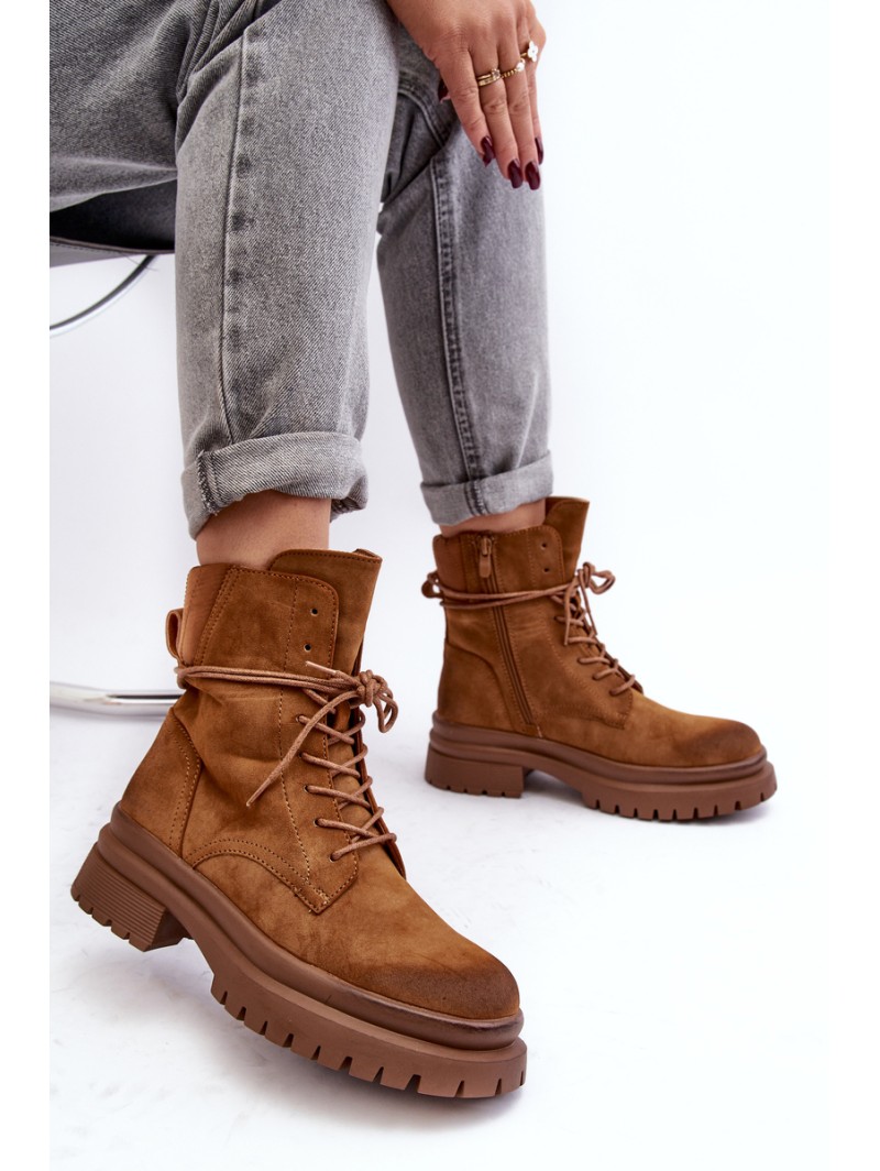 Women's Ankle Boots Trappers with Thick Sole Camel Narelona Women's Ankle Boots Trappers with Thick Sole Camel Narelona