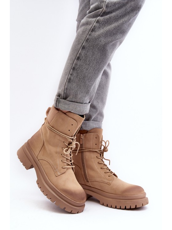 Women's Beige Chunky Sole Boots Narelona 2