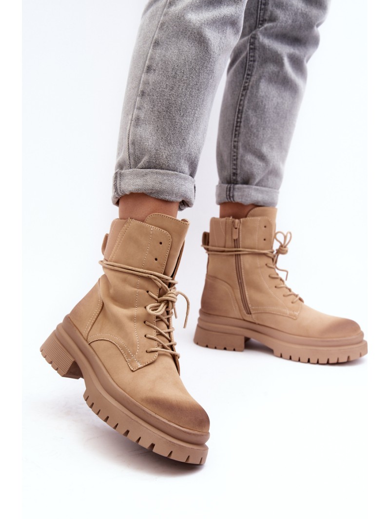 Women's Beige Chunky Sole Boots Narelona Women's Beige Chunky Sole Boots Narelona
