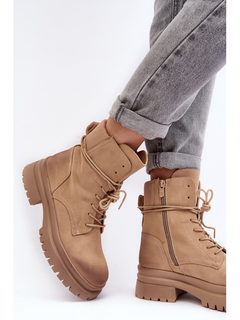 Women's Beige Chunky Sole Boots Narelona Women's Beige Chunky Sole Boots Narelona