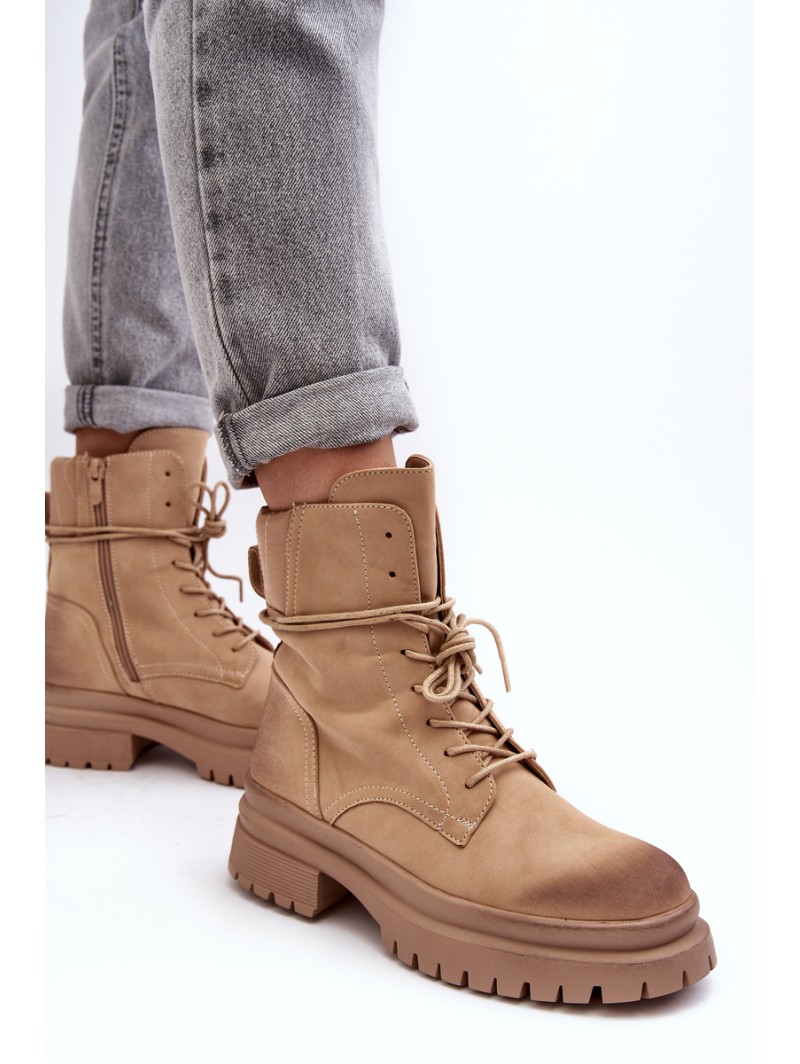 Women's Beige Chunky Sole Boots Narelona Women's Beige Chunky Sole Boots Narelona