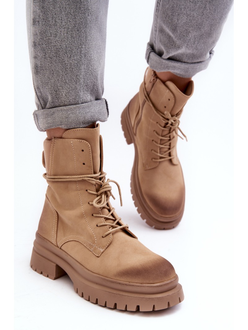 Women's Beige Chunky Sole Boots Narelona Women's Beige Chunky Sole Boots Narelona